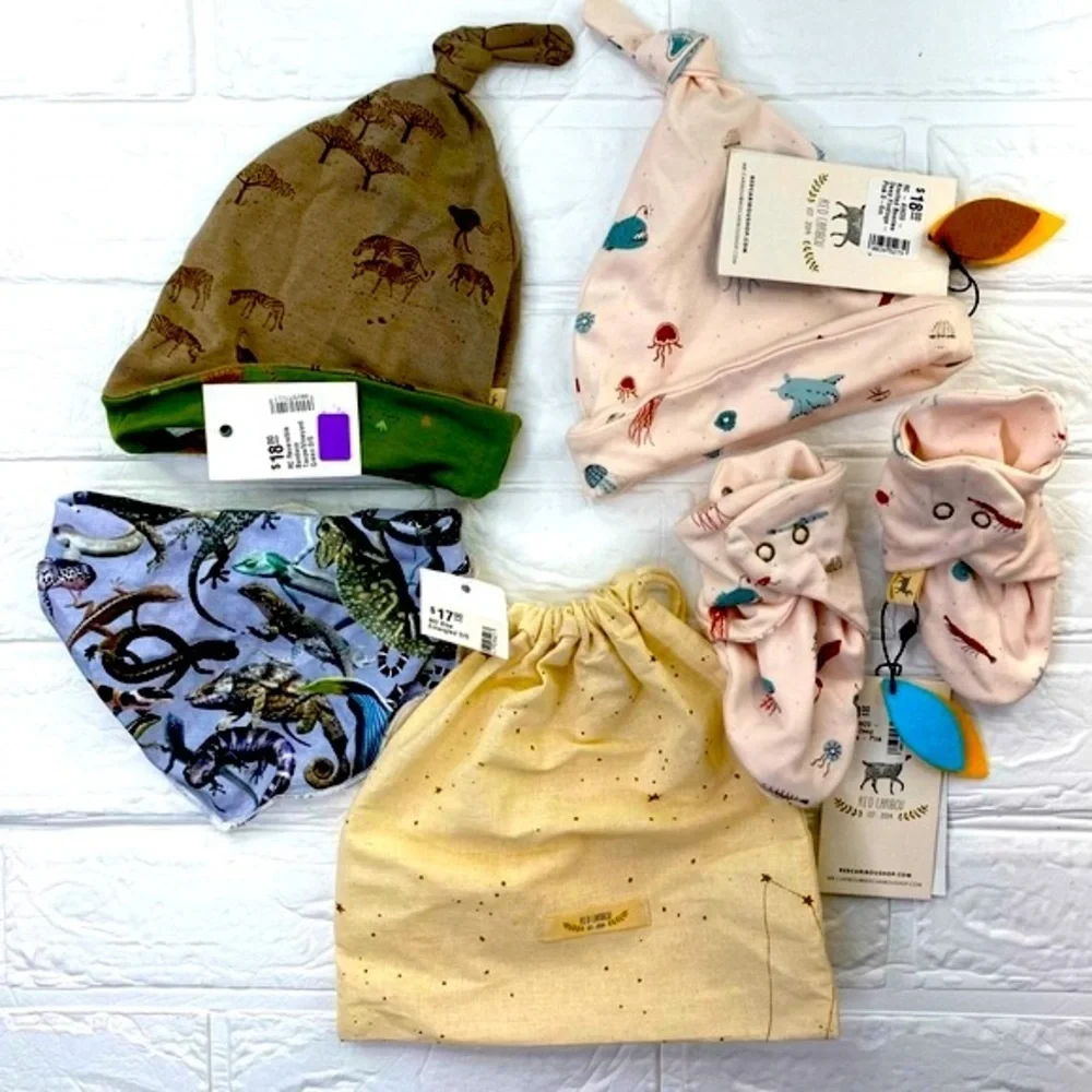 New Red Caribou & Rabbit Ladders Baby Accessories, Gifts, Booties, Beanie